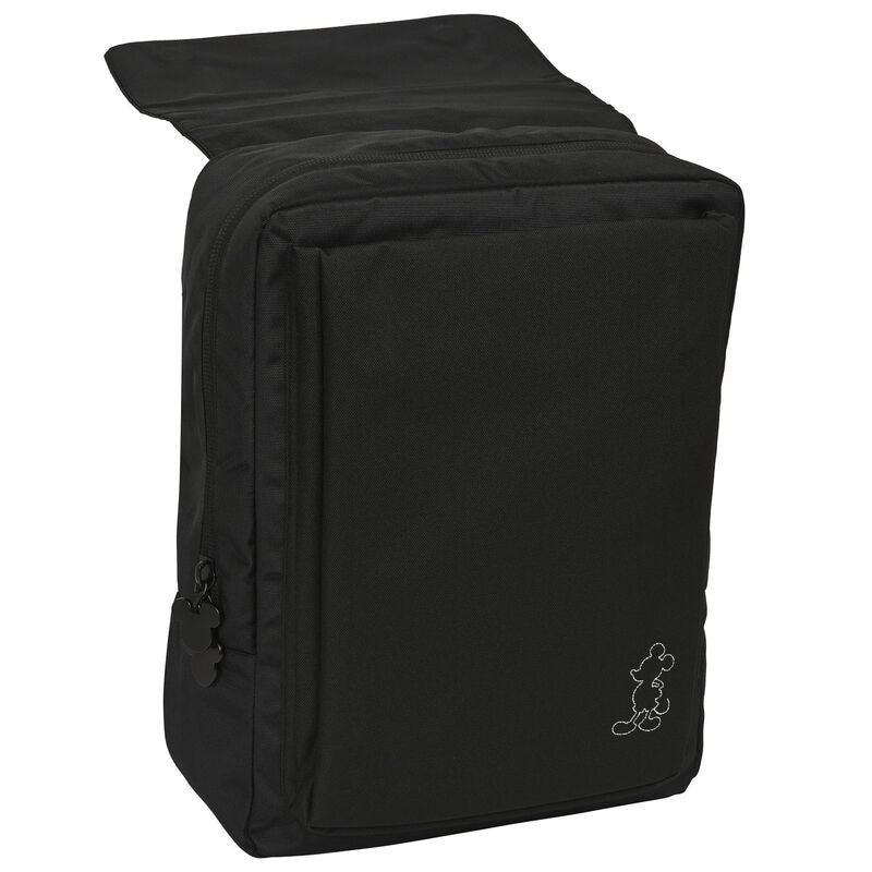 Mochila negra Mickey Disney con solapa frontal y USB - 4