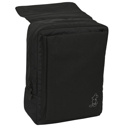 Mochila negra Mickey Disney con solapa frontal y USB - 4