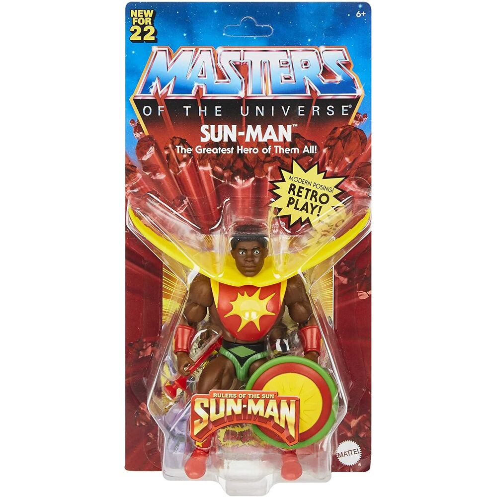 Figura articulada Sun-Man de Masters of the Universe Origins con espada y escudo - 7