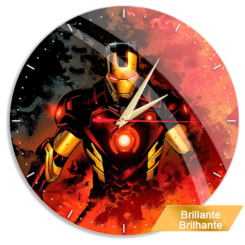 Reloj de pared Iron Man Marvel con esfera brillante