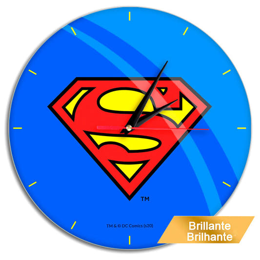 Reloj de pared azul con emblema de Superman