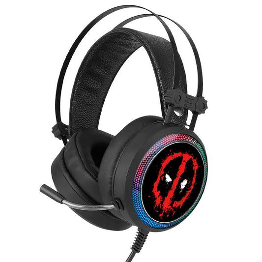 Auriculares gaming negros de Deadpool Marvel con iluminación LED
