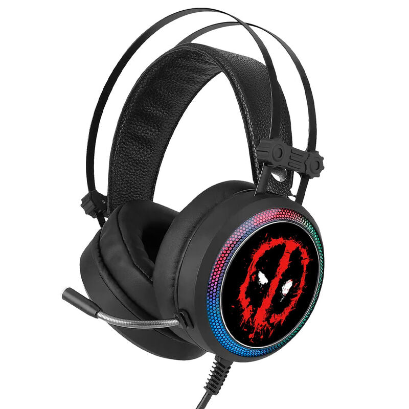 Auriculares gaming negros de Deadpool Marvel con iluminación LED