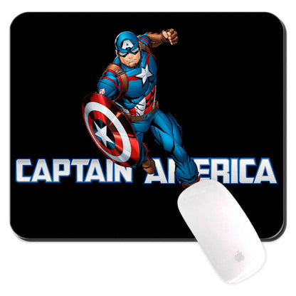 Alfombrilla de ratón negra de Capitán América Marvel con su escudo