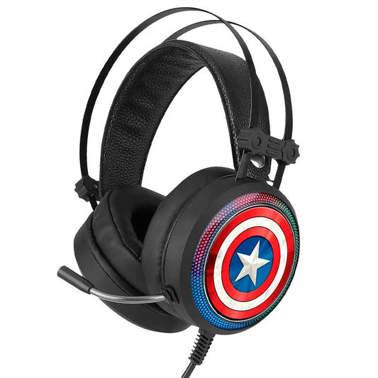 Auriculares gaming Marvel de Capitán América con iluminación LED y micrófono flexible