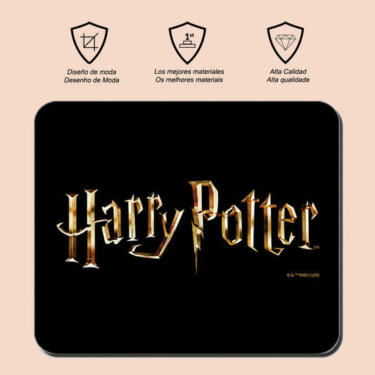 Alfombrilla de ratón negra Harry Potter con logotipo dorado - 2