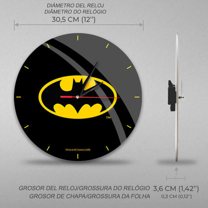 Reloj de pared Batman DC Comics negro con símbolo amarillo - 2