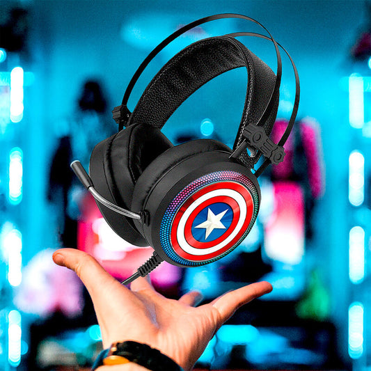 Auriculares gaming Marvel de Capitán América con iluminación LED y micrófono flexible - 2