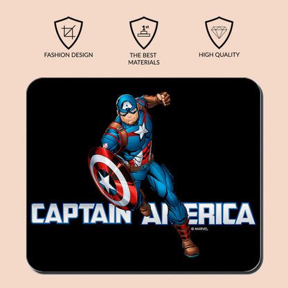 Alfombrilla de ratón negra de Capitán América Marvel con su escudo - 2