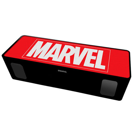 Altavoz inalámbrico Marvel negro y rojo con logotipo frontal - 3