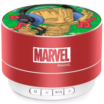 Altavoz portátil rojo de Marvel con ilustración de Groot