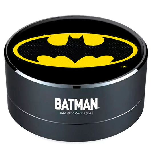 Altavoz portátil inalámbrico Batman DC Comics negro con logotipo amarillo