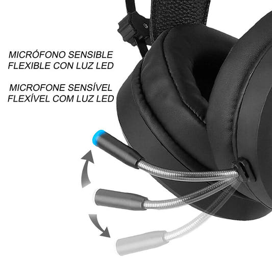 Auriculares gaming Iron Man Marvel negros con iluminación LED y micrófono flexible - 3