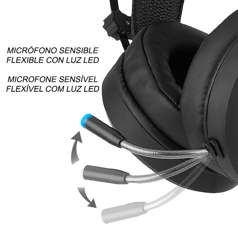 Auriculares gaming negros de Deadpool Marvel con iluminación LED - 3