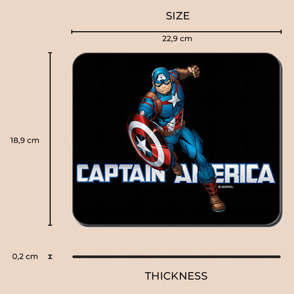 Alfombrilla de ratón negra de Capitán América Marvel con su escudo - 3