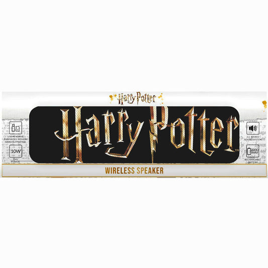 Altavoz portátil negro Harry Potter con logotipo dorado - 4