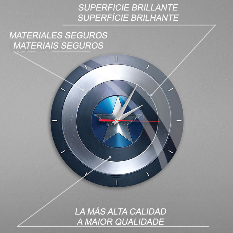 Reloj de pared Marvel de Capitán América con esfera inspirada en su escudo - 4