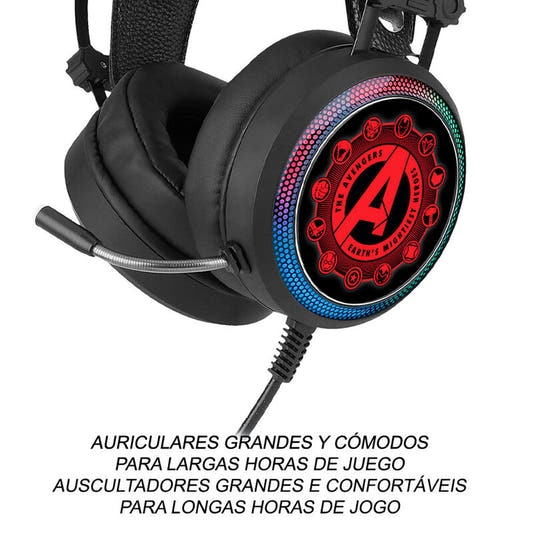 Auriculares gaming Avengers Marvel negros con iluminación LED y micrófono flexible - 5