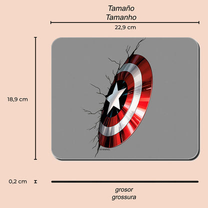Alfombrilla de ratón Marvel Capitán América con escudo sobre fondo gris - 5