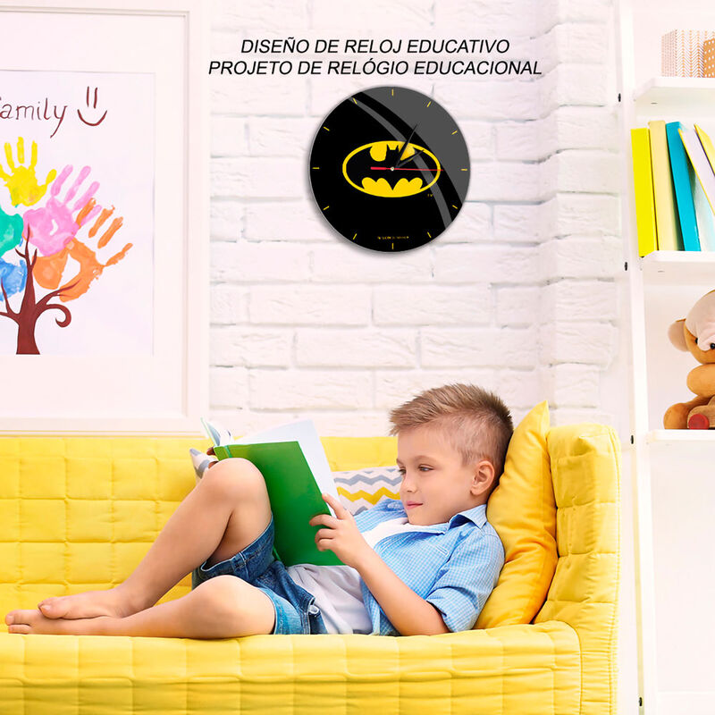 Reloj de pared Batman DC Comics negro con símbolo amarillo - 5