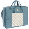Maleta de maternidad SAFTA Leaves azul con estampado de hojas
