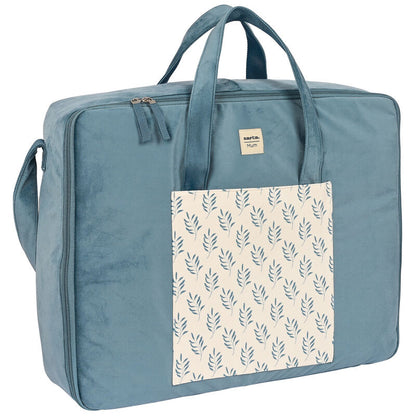 Maleta de maternidad SAFTA Leaves azul con estampado de hojas