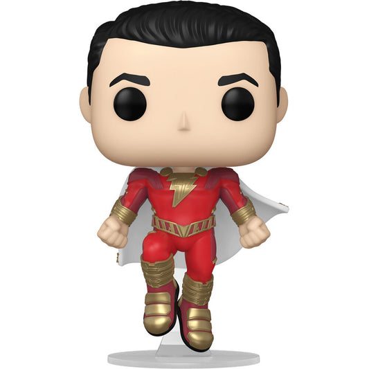 Figura Funko POP! de Shazam con traje rojo, detalles dorados y capa blanca