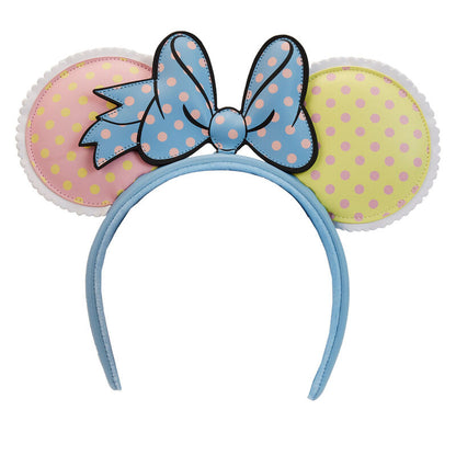 Diadema pastel de orejas Minnie Mouse con lazo de lunares