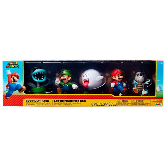 Pack de figuras Super Mario Bros de 6 cm con Mario, Luigi, Boo, Planta Piraña y Huesitos