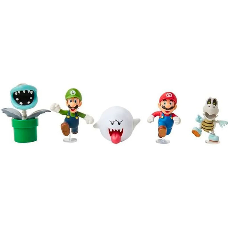 Pack de figuras Super Mario Bros de 6 cm con Mario, Luigi, Boo, Planta Piraña y Huesitos - 2