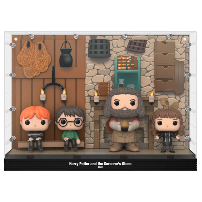 Funko POP! Moments Deluxe de Hagrid con Harry, Ron y Hermione en la cabaña de Hagrid
