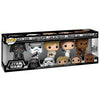 Blíster Funko POP! Star Wars con cinco figuras: Darth Vader, Stormtrooper, Luke, Leia y Chewbacca