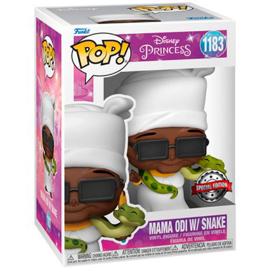 Figura Funko POP! de Mama Odi con una serpiente verde en caja