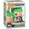Figura Funko POP! de Roronoa Zoro de One Piece con tres espadas en su caja