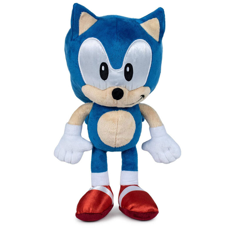 Peluche azul de Sonic The Hedgehog de SEGA con guantes blancos y zapatillas rojas