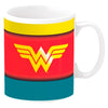 Taza de cerámica Wonder Woman DC Comics con logotipo y franjas de colores