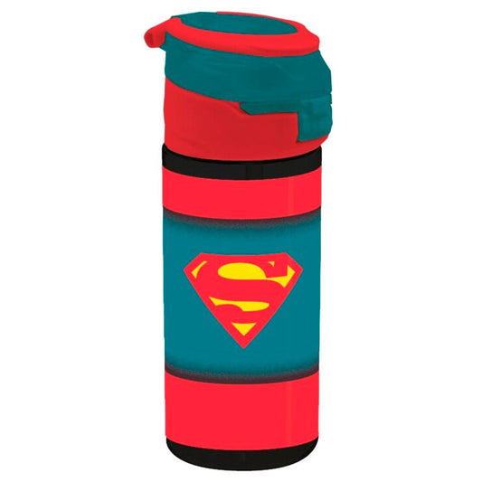 Cantimplora Superman DC Comics roja y azul verdosa con escudo frontal