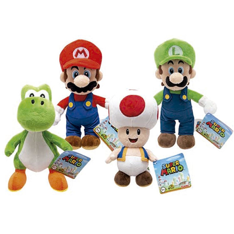 Peluches Super Mario Bros de Mario, Luigi, Yoshi y Toad