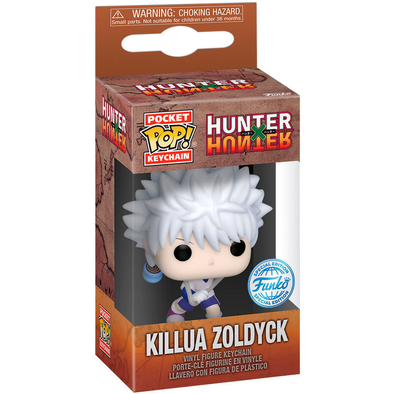 Llavero Funko Pocket POP! de Killua Zoldyck de Hunter x Hunter en su caja