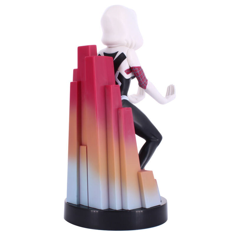 Soporte Cable Guy de Spider-Gwen Marvel con capucha blanca y base rosa - 3