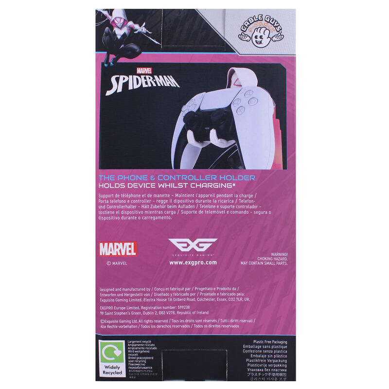 Soporte Cable Guy de Spider-Gwen Marvel con capucha blanca y base rosa - 5