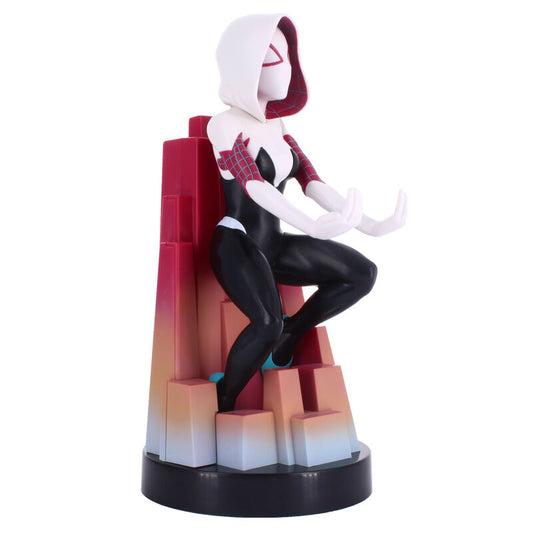 Soporte Cable Guy de Spider-Gwen Marvel con capucha blanca y base rosa - 6