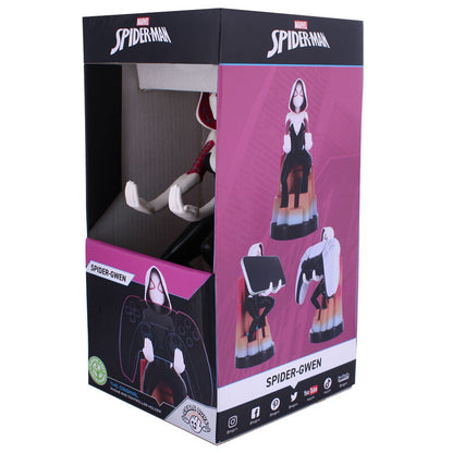 Soporte Cable Guy de Spider-Gwen Marvel con capucha blanca y base rosa - 9