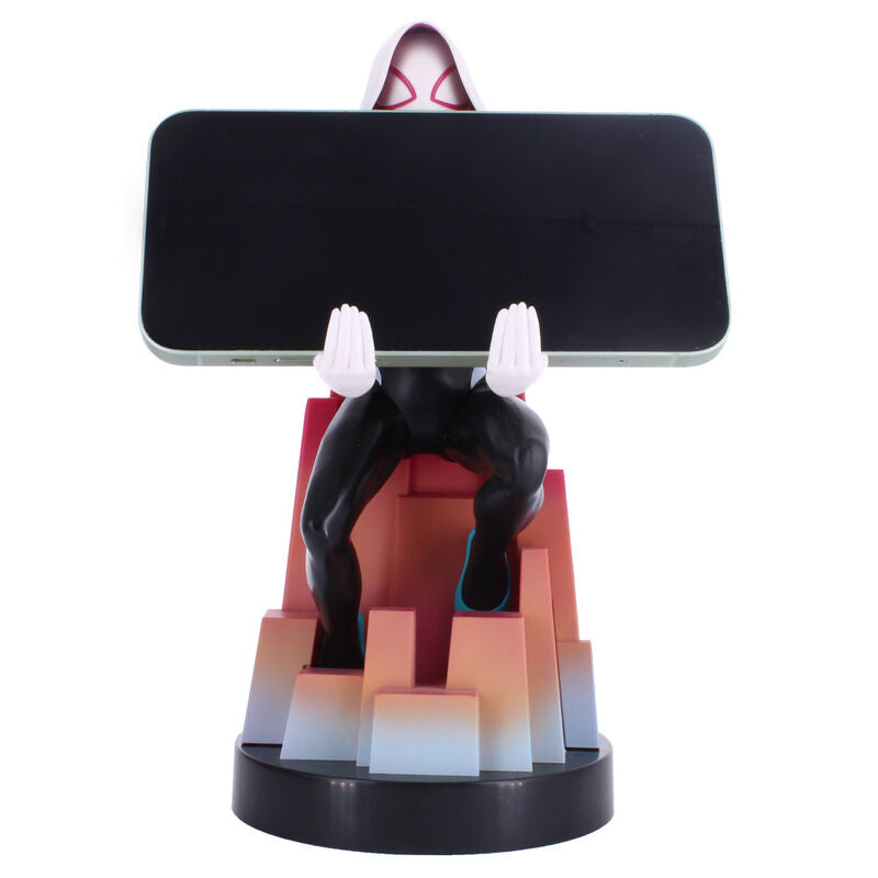 Soporte Cable Guy de Spider-Gwen Marvel con capucha blanca y base rosa - 10