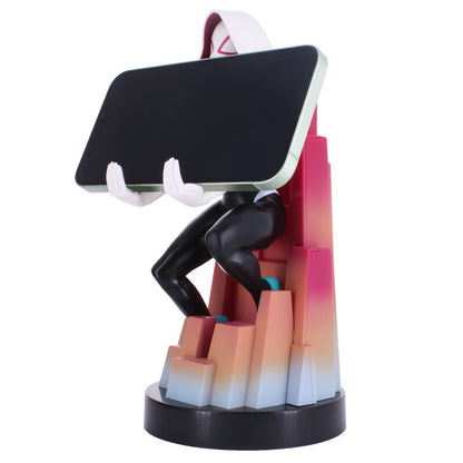 Soporte Cable Guy de Spider-Gwen Marvel con capucha blanca y base rosa - 11