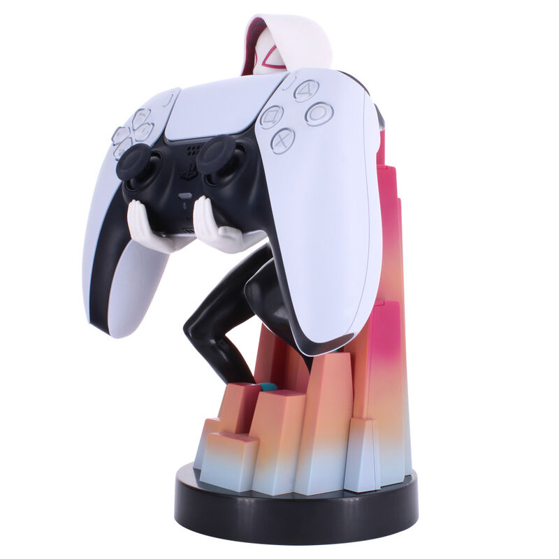 Soporte Cable Guy de Spider-Gwen Marvel con capucha blanca y base rosa - 13