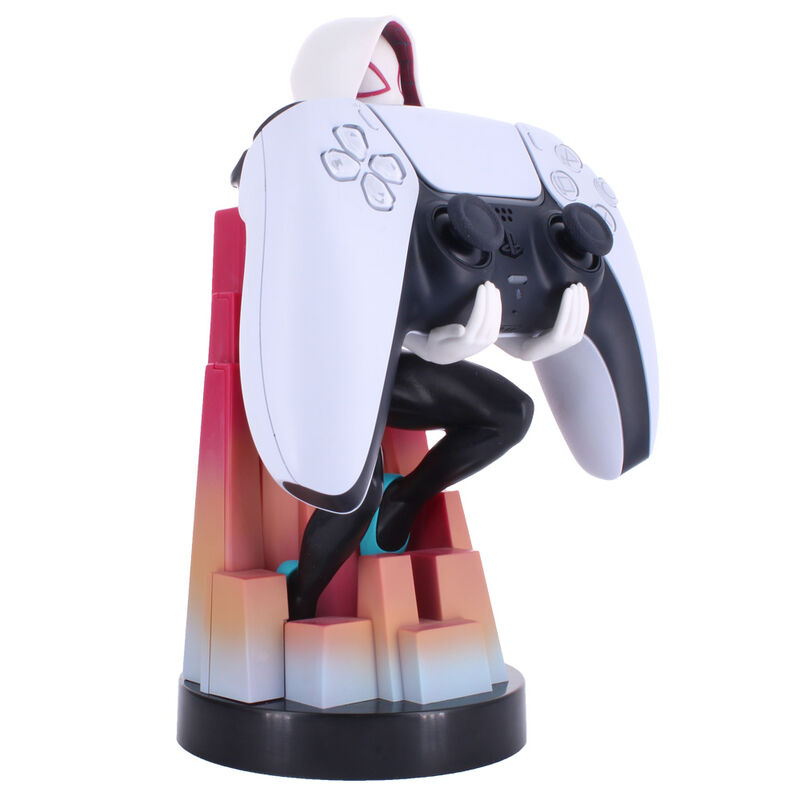 Soporte Cable Guy de Spider-Gwen Marvel con capucha blanca y base rosa - 14