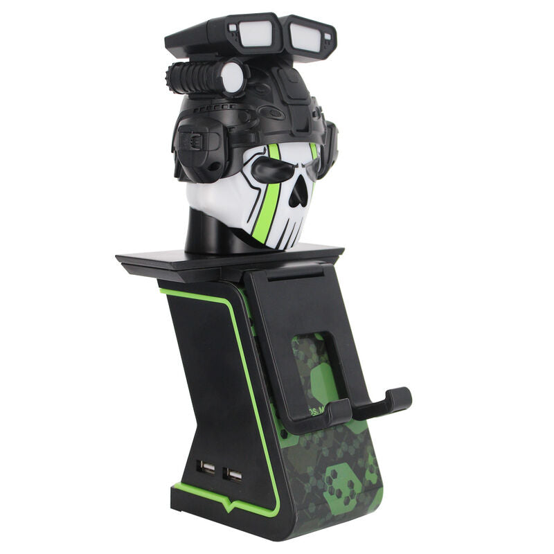 Soporte Cable Guy Call of Duty con figura de calavera en negro y verde