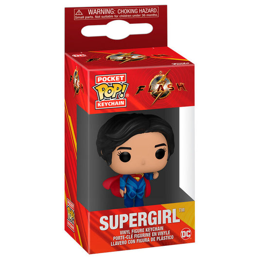 Llavero Pocket POP! de Supergirl de DC Comics en caja
