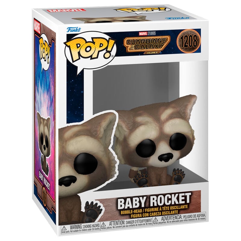 Figura Funko POP! Baby Rocket de Guardianes de la Galaxia 3 en caja con ventana